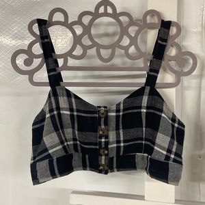 American Eagle Crop Top, Size Large, Black and White, NWT